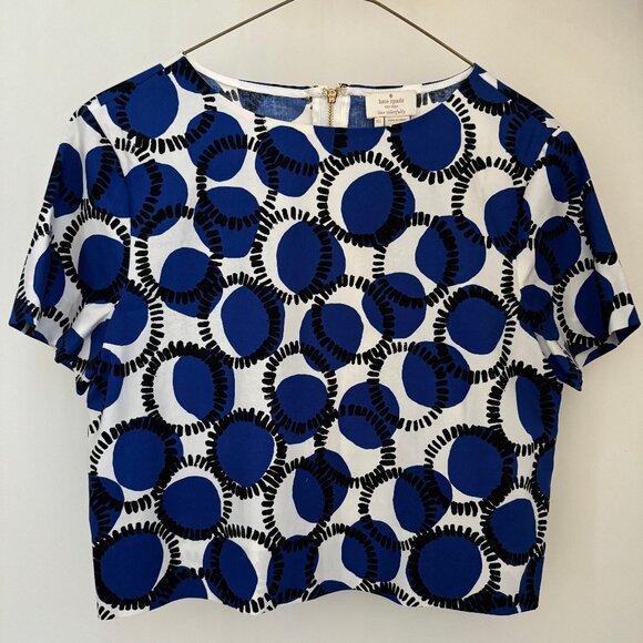 Kate Spade Stamped Dots Stretch Cotton Crop Top XS - Picture 3 of 4